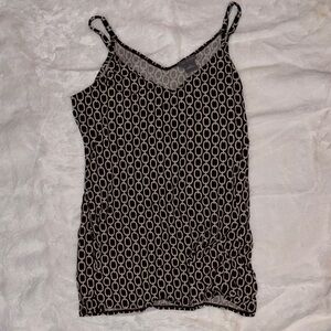 Ann Taylor Brown and Cream Fitted Chain Link Tank Top